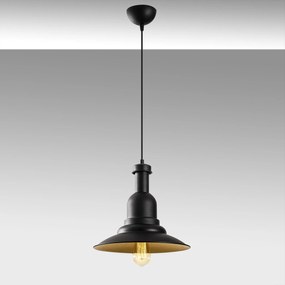 Candeeiro de Teto Saglam – Preto e Dourado – 33 cm de Diâmetro x 126 c