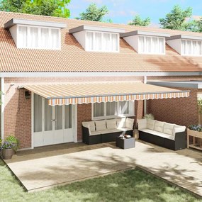 Toldo Retrátil Automático com Listras LED Multicoloridas 600x300 cm