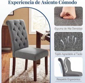 Conjunto de 2 Cadeiras de Sala de Jantar, 71 x 41,5 x 99,5 cm, Encosto Alto, Cinzento