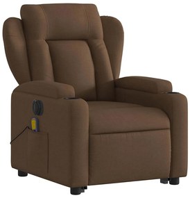 Poltrona elétrica elevatória massagens tecido castanho