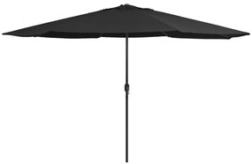 Guarda-sol de jardim com poste de metal 390 cm preto
