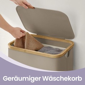 Cesto da roupa suja, cesto com tampa, 90 L castanho