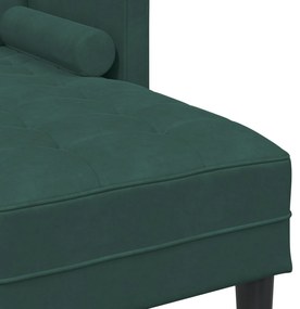 Sofá de 3 lugares com chaise L verde escuro 160 cm de veludo