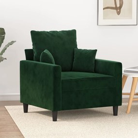 vidaXL Poltrona 60 cm veludo verde-escuro