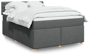 vidaXL Cama com molas/colchão 140x200 cm tecido cinzento-escuro