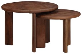 vidaXL Mesas de Café Empilháveis 2 pcs Madeira de manga maciça