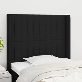 Cabeceira de cama c/ abas tecido 103x16x118/128 cm preto