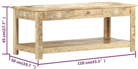 Mesa de centro 110x50x45 cm mangueira maciça pintada à mão