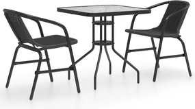 vidaXL 3 pcs conjunto de jantar para jardim preto