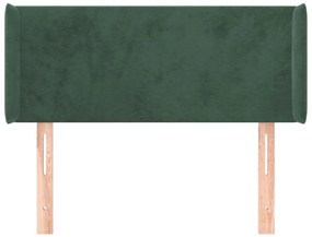Cabeceira de cama c/ abas veludo 103x16x78/88cm verde-escuro