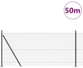 Cerca de Fio Soldado com 13 Postes Flangeados Cinza 0.8x50 m Aço