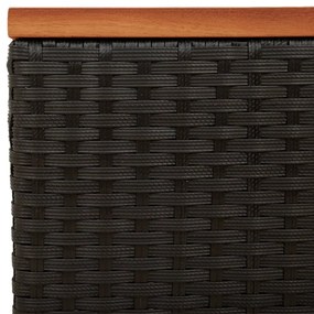 Mesas de apoio p/ jardim 2 pcs vime PE/madeira maciça preto