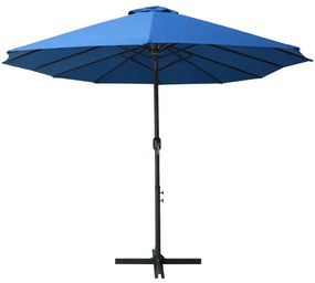Guarda-sol de exterior c/ poste alumínio 460x270 cm azul