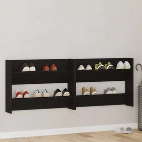 vidaXL Armários para Sapatos de Parede 2 pcs Carvalho preto