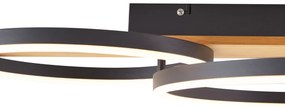 Plafon de design preto redondo com LED regulável em 3 níveis e 3 luzes - Nimue Design