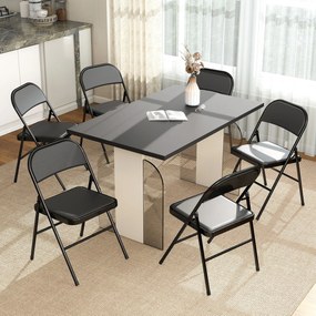Conjunto de 6 Cadeiras de Jantar Dobráveis (MESA NÃO INCLUIDA), 46 x 45 x 78 cm, Estrutura em Aço, Preto