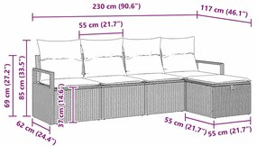 Conjunto de Sofá de Jardim vidaXL com Almofadas Bege em Rattan Poliést