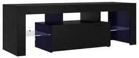 Rack de TV vidaXL com Luzes LED Carvalho Preto 120x35x40 cm