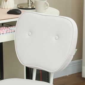 Cadeira de Escritório Estofada em PU com Altura Ajustável Sem Braços Cadeira de Estudo Dormitório 46x59x82-92 cm Branco