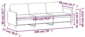Sofá de 3 Lugares Chloé - Em Tecido - Cor Creme - 198x77x80 cm - Com o