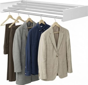 Estendal de roupa de parede extensível 100 x 50 x 10,5 cm, secador de roupa dobrável com 6 varas, que poupa espaço, para interior e exterior branco