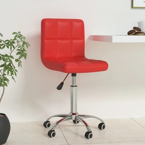 vidaXL Cadeira de escritório giratória couro artificial vermelho tinto