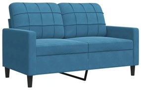 4 pcs conjunto de sofás com almofadões veludo azul