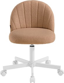 Cadeira de toucador ou cadeira de escritório, revestimento em tecido Teddy Fleece castanho caramelo