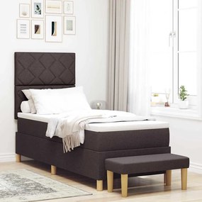 vidaXL Cama Box Spring com Colchão & Banco Castanho Escuro 80x200 cm Tecido
