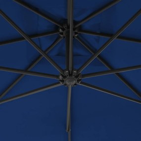 Guarda-sol cantilever com poste de aço 250x250 cm azul-ciano