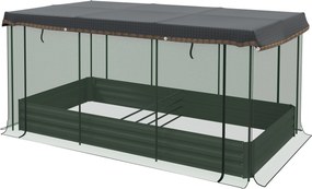 Outsunny Canteiro elevado com rede de proteção contra pássaros e proteção solar, Estrutura metálica, 230x110x110 cm, Cinza/Verde/Preto | Aosom Portugal