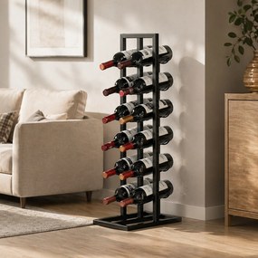 Garrafeira para 12 garrafas 31 (L) x 23 (P) x 84,5 (A) cm, prateleira para vinhos em metal de estilo industrial, porta-garrafas com pé para cozinha, b