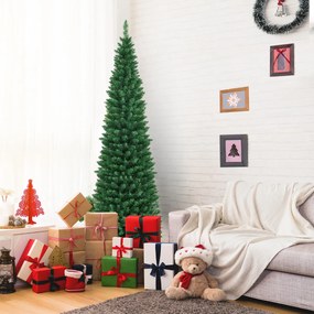 Árvore de Natal de 210 cm Agulhas de PVC Estrutura articulada Base metálica Decoração de casa escritório loja Verde