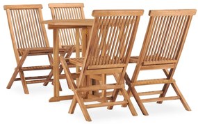 vidaXL 5 pcs conjunto jantar dobrável p/ exterior madeira teca maciça