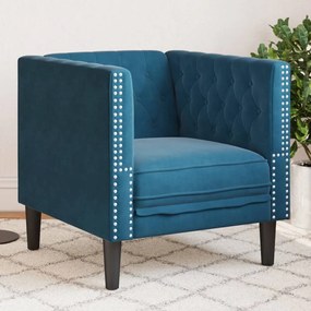 vidaXL Sofá chesterfield veludo azul