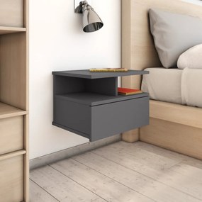 vidaXL Mesa de cabeceira suspensa 2 pcs 40x31x27 cm cinza brilhante