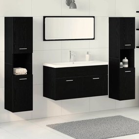 vidaXL Conjunto de Móveis pra Banheiro com porta 5 pcs Carvalho Preto