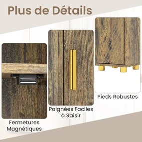 Armário de banheiro de 179 cm de altura com 2 portas e prateleiras ajustáveis ​​- Preto