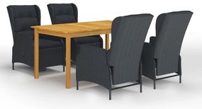 5 pcs conjunto de jantar para jardim cinzento-escuro