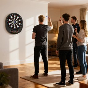 Jogo de dardos eletrónico com pontas flexíveis, dois ecrãs LED, 33 jogos, 202 variações, até 8 jogadores