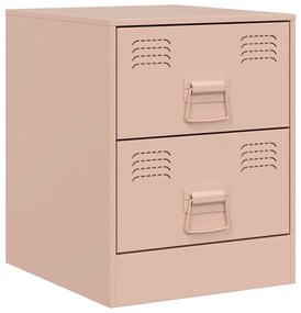 Mesas de cabeceira 2 pcs 34,5x39x44 cm aço rosa