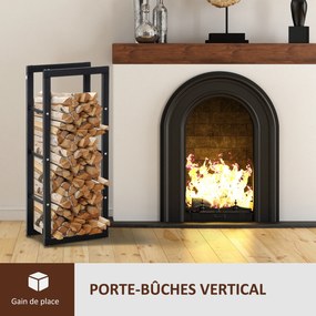 Prateleira para lenha de lareira 40 L x 25 l x 100 A cm, para uso interior e exterior, carga máxima de 100 kg, metal preto