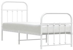 Estrutura de cama com cabeceira e pés 75x190 cm metal branco