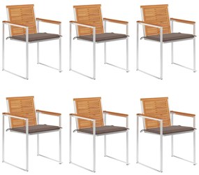 vidaXL Cadeiras de jardim 6 pcs c/ almofadões madeira de acácia maciça
