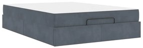 Estrutura da Cama Cinzento escuro 140 x 200 cm Veludo