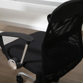 Cadeira de escritório ergonômica giratória com assento ajustável em altura, apoios de braço e rodas 57x57x93-103 cm Preto