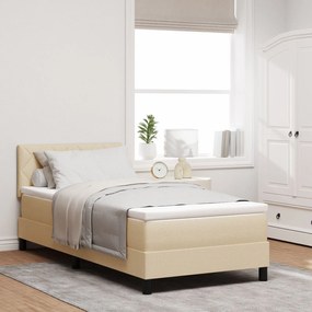 Cama Box com Colchão & LED Creme 90x190 cm Tecido
