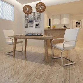 vidaXL Cadeiras de jantar cantilever 2 pcs couro artificial branco