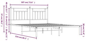 Estrutura de cama com cabeceira 183x213 cm metal branco