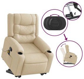 Poltrona elevatória de massagens tecido cor creme